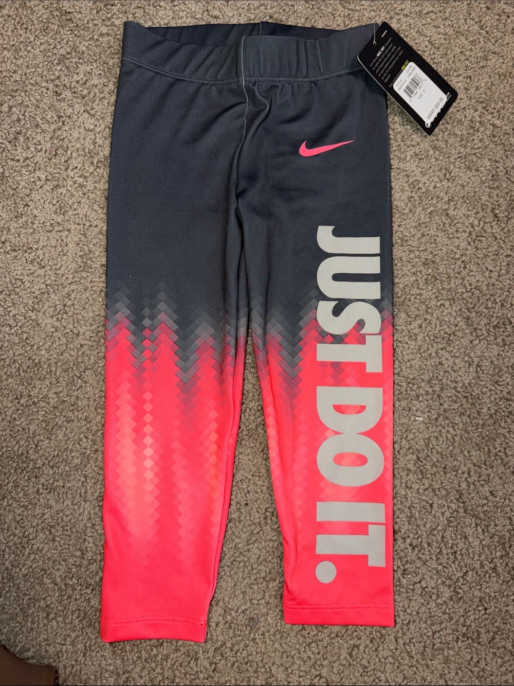 Nike toddler Black and Hot Pink 'Just Do It' Athletic Leggings 3T